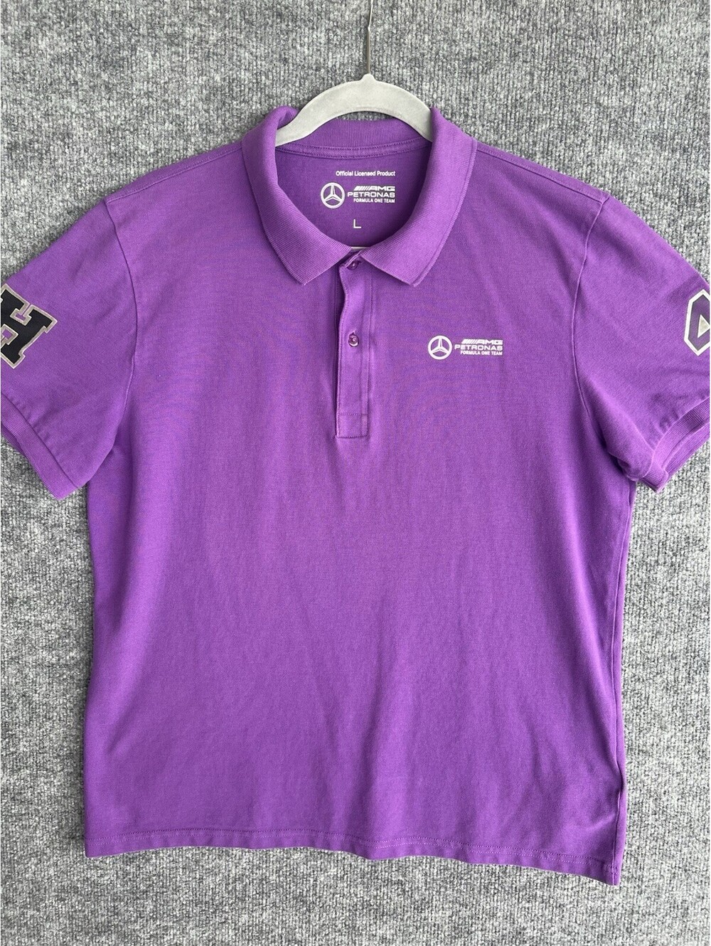 Mercedes AMG Petronas F1 Lewis Hamilton LH44 Purple Polo Shirt L.